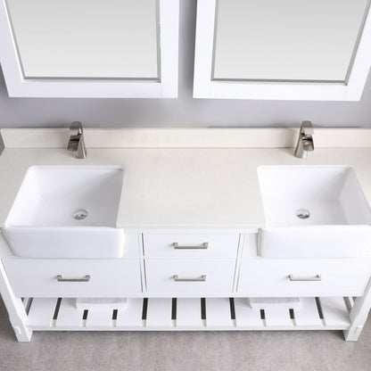 Altair Designs 72" double vanity with top - 537072-WH-AW-NM