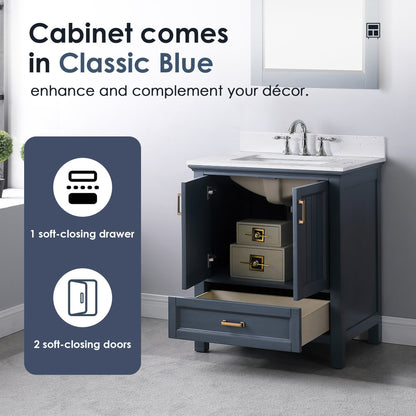 Altair Designs 30" single vanity with top - 538030-WH-CA-NM