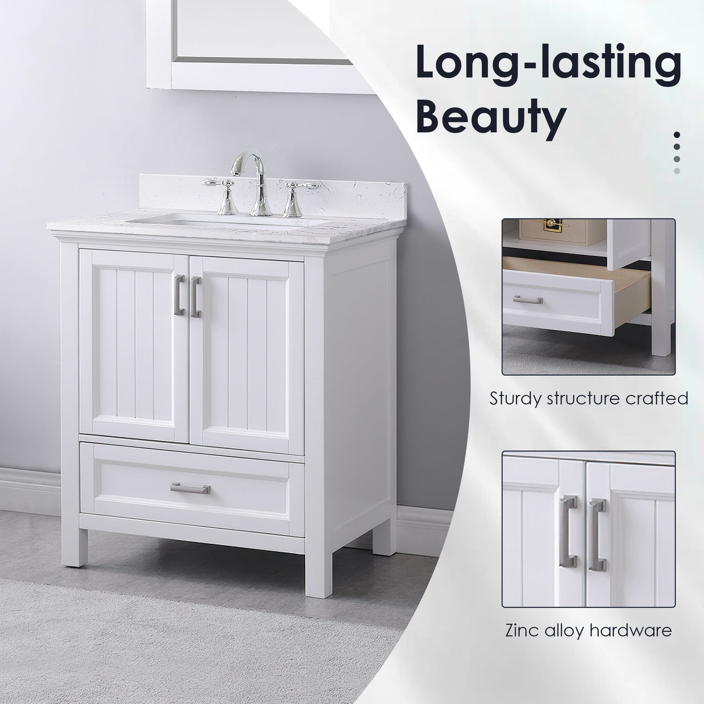 Altair Designs 30" single vanity with top - 538030-WH-CA-NM