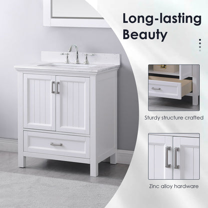 Altair Designs 30" single vanity with top - 538030-WH-CA-NM