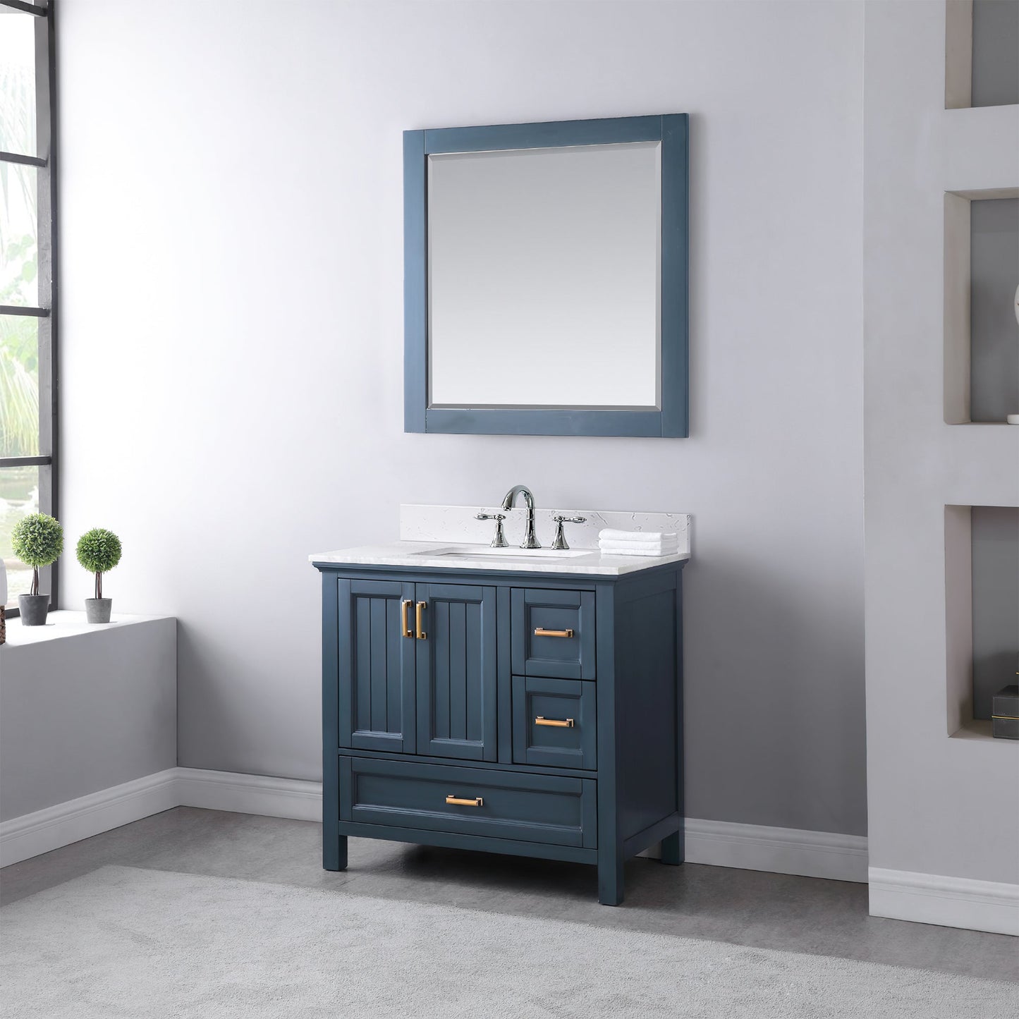 Altair Designs 36" single vanity with top - 538036-WH-CA-NM