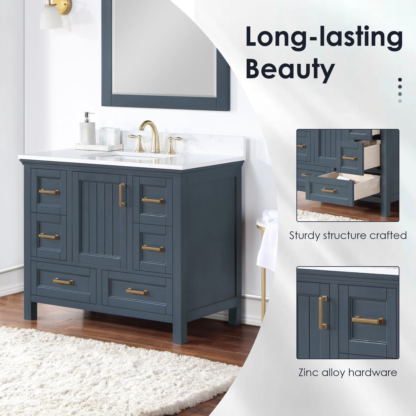 Altair Designs  42" single vanity with top - 538042-CB-AW-NM