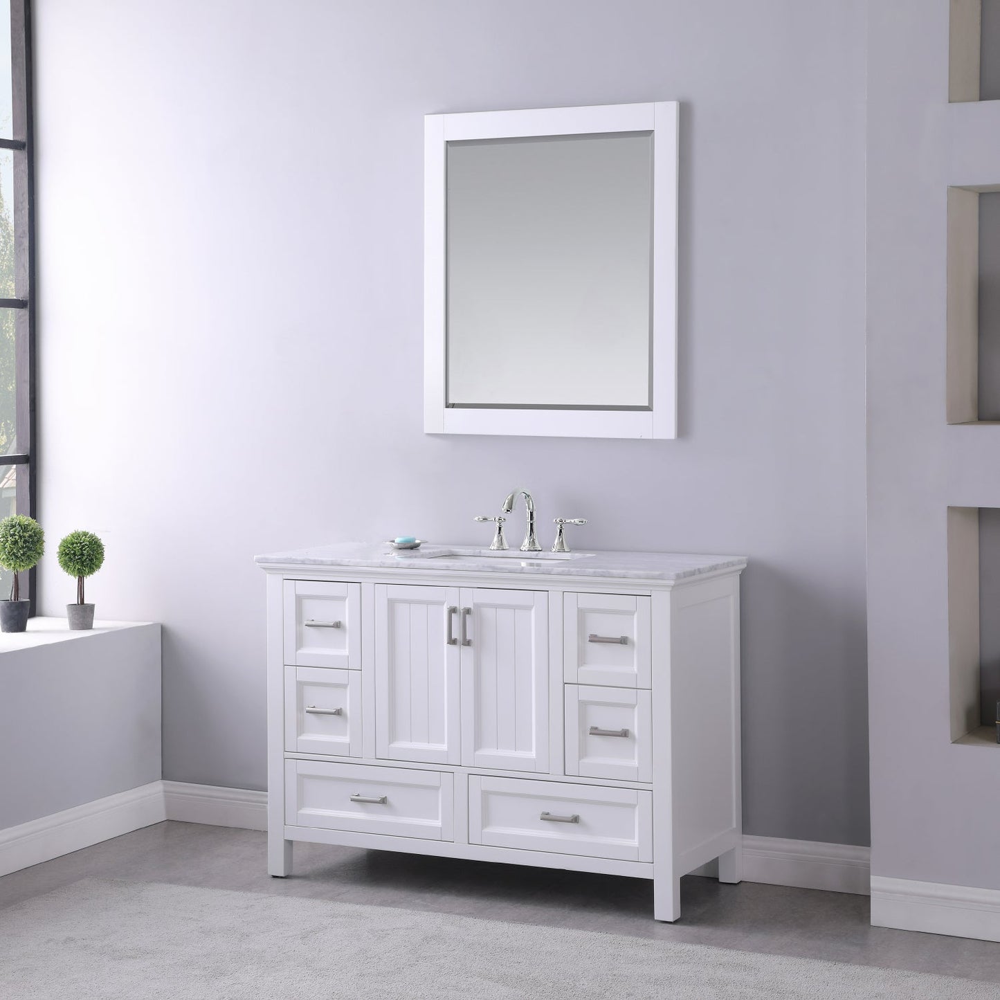Altair Designs 48" single vanity with top - 538048-WH-CA-NM