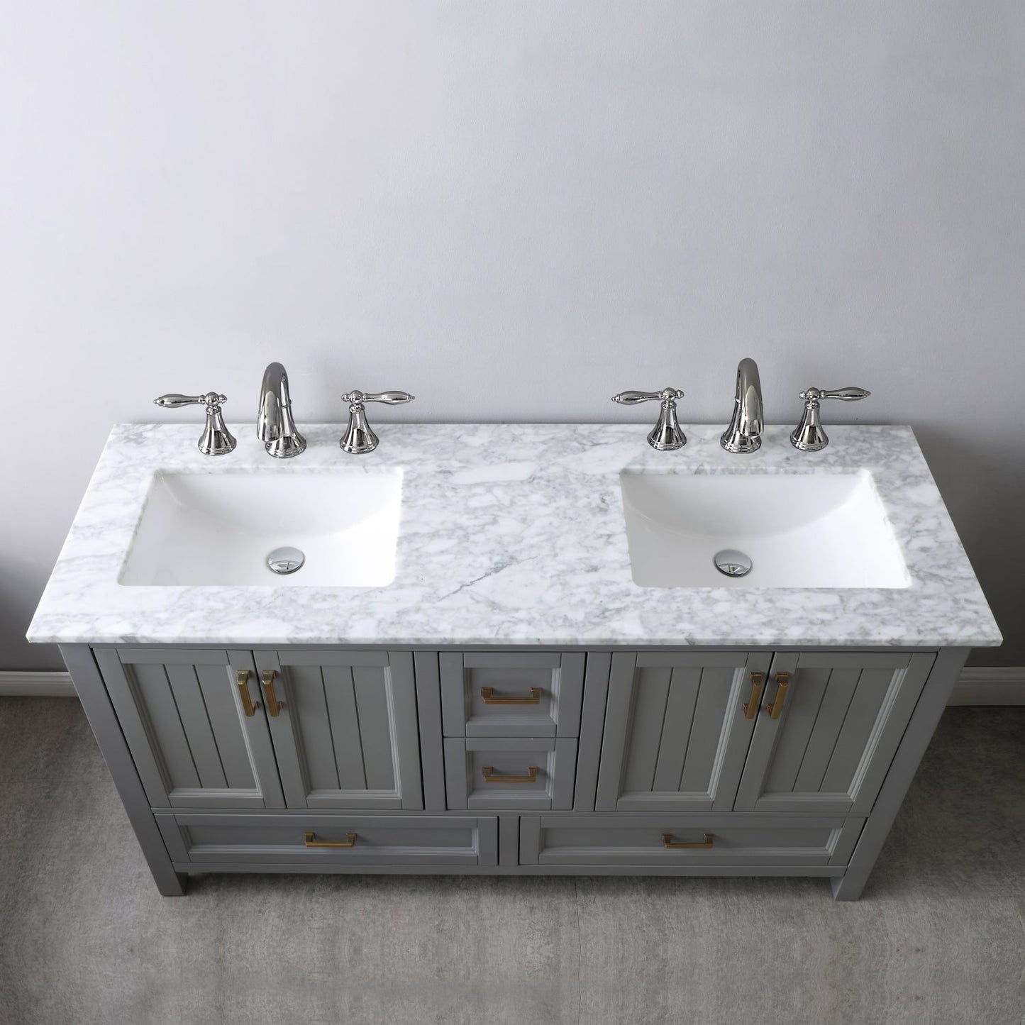 Altair Designs 60" double vanity with top - 538060-WH-CA-NM