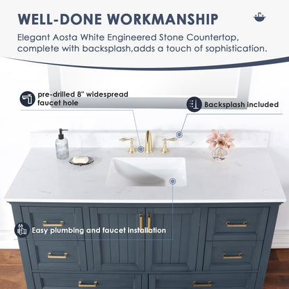 Altair Designs 60" single vanity with top - 538060S-WH-AW-NM