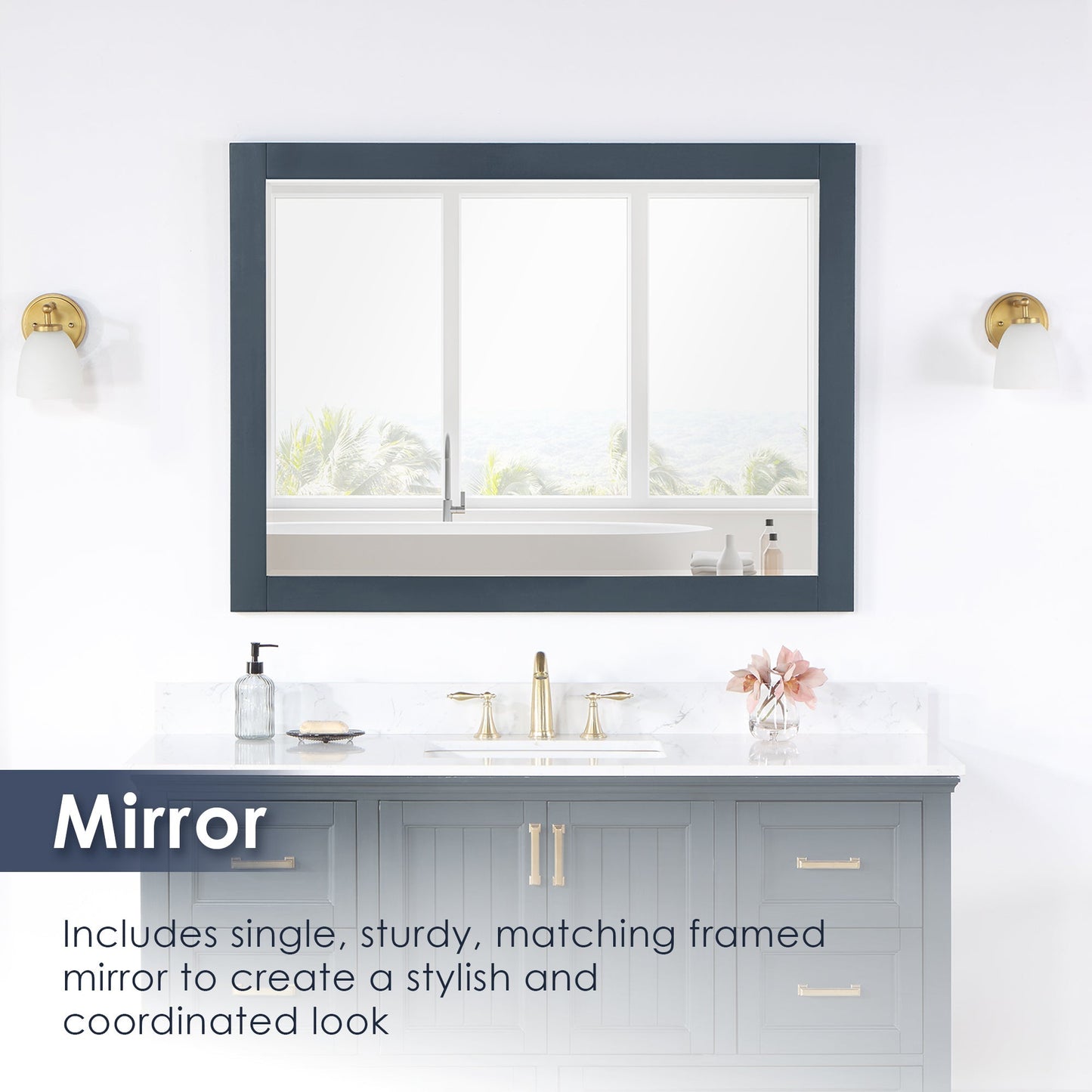 Altair Designs 60" single vanity with top - 538060S-WH-AW-NM