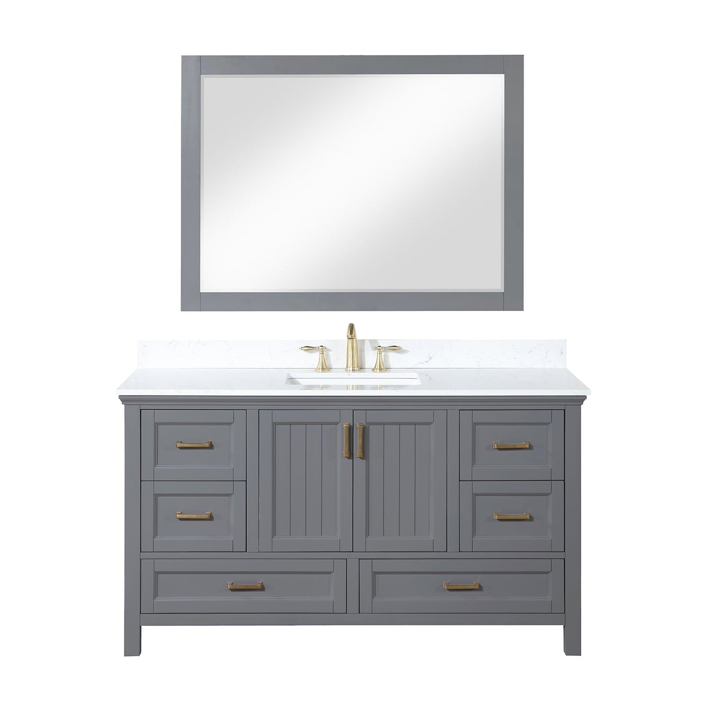 Altair Designs 60" single vanity with top - 538060S-WH-AW-NM