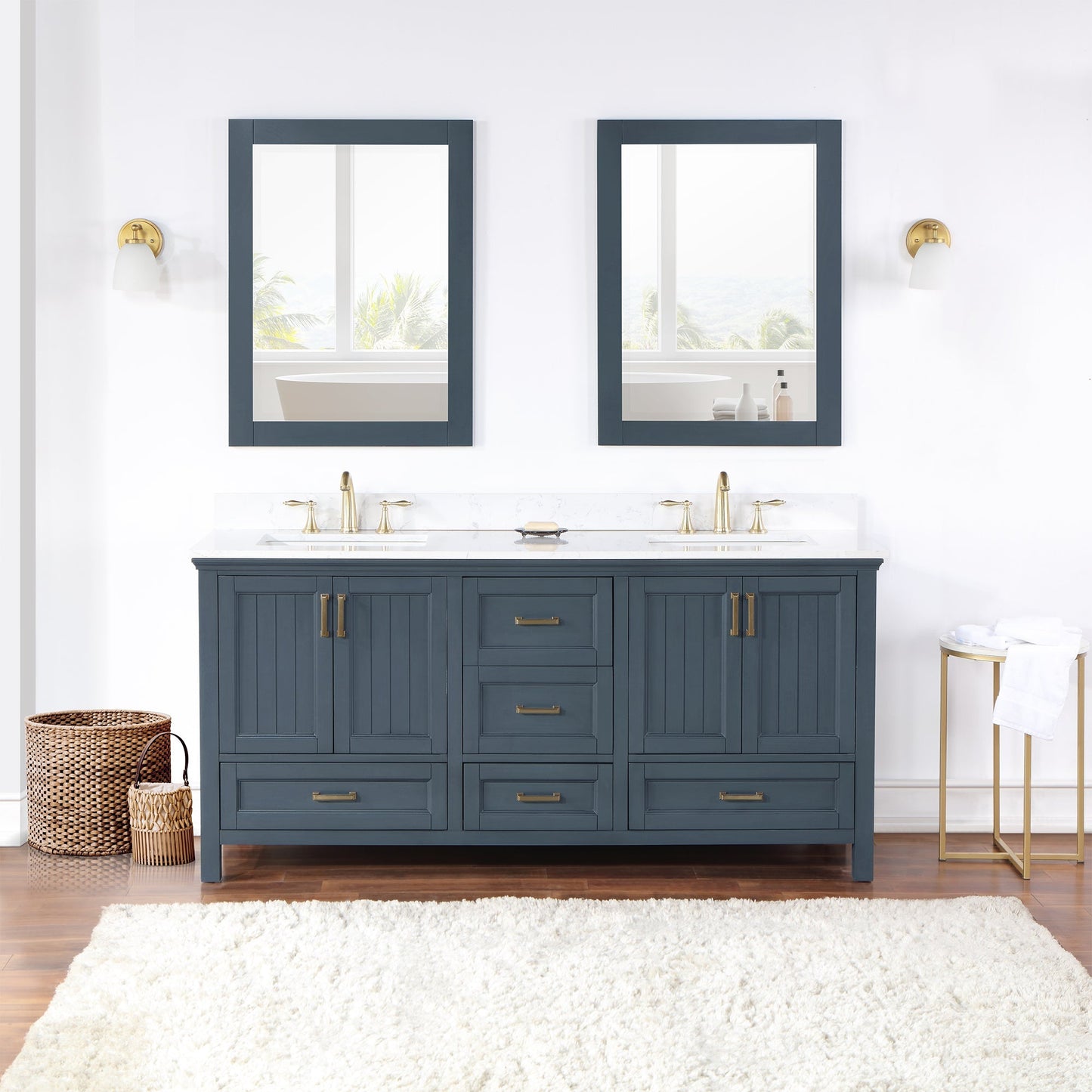Altair Designs Isla 72" double vanity with top - 538072-CB-AW-NM