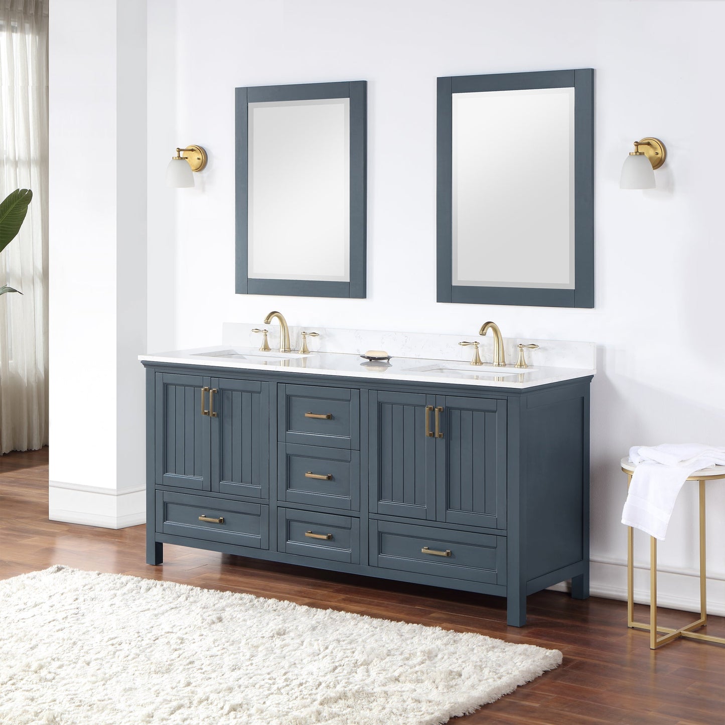 Altair Designs Isla 72" double vanity with top - 538072-CB-AW-NM