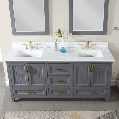 Altair Designs Isla 72" double vanity with top - 538072-CB-AW-NM