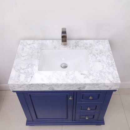 Altair Designs 36" single vanity with top - 539036-WH-CA-NM