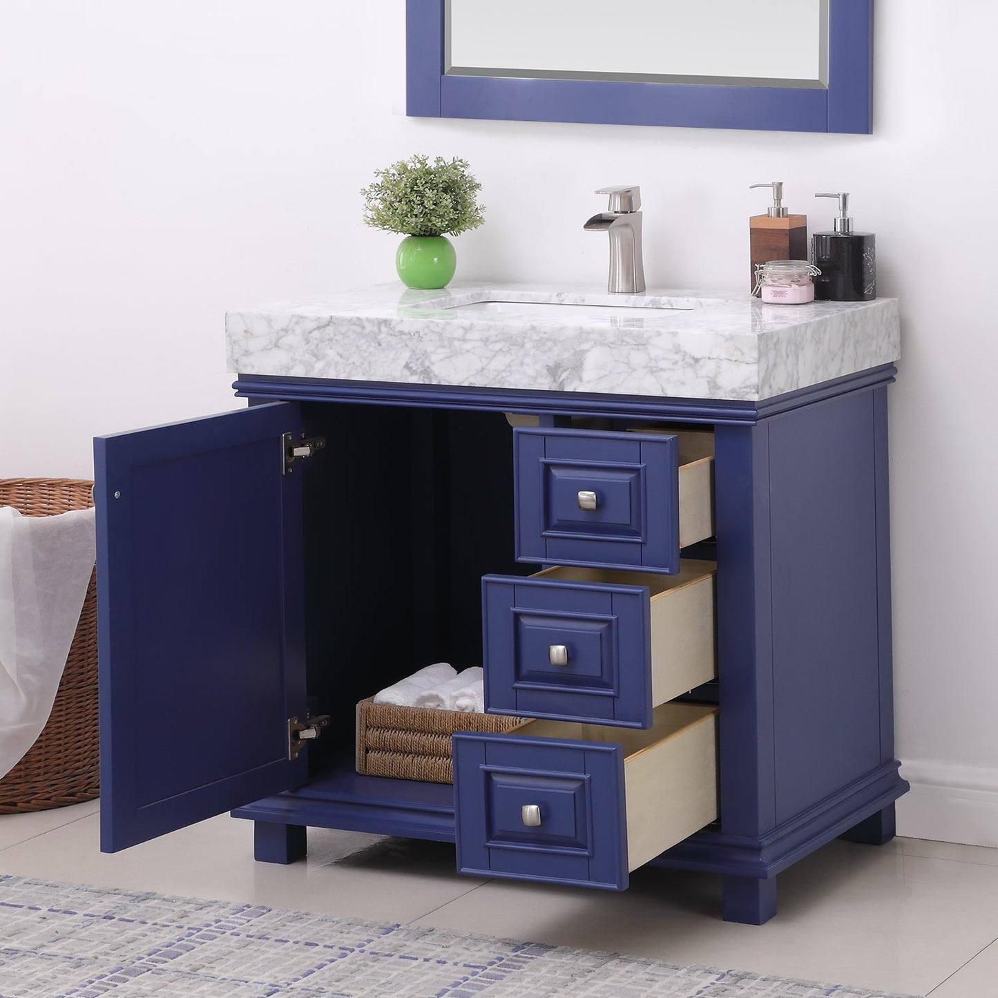 Altair Designs 36" single vanity with top - 539036-WH-CA-NM