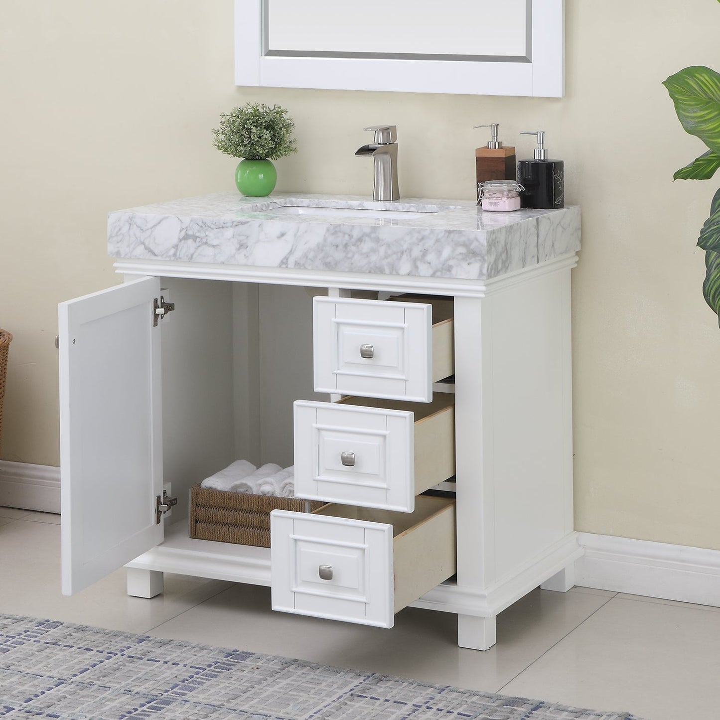 Altair Designs 36" single vanity with top - 539036-WH-CA-NM