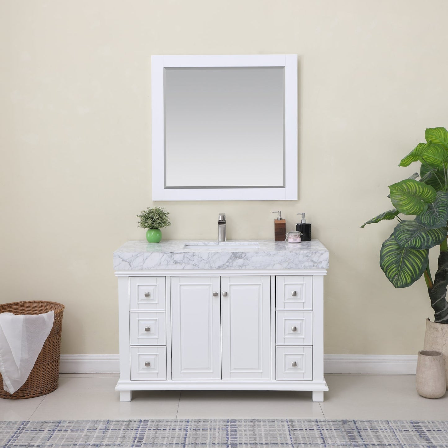 Altair Designs 48" single vanity with top - 539048-WH-CA-NM