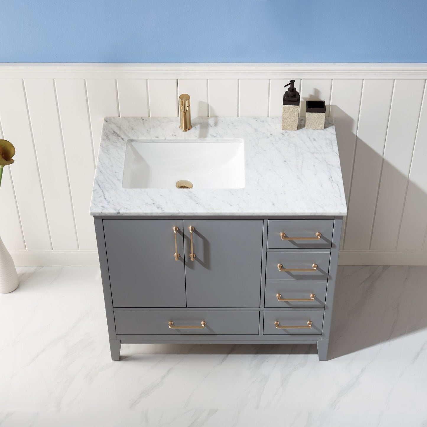 Altair Designs 36" single vanity with top - 541036-WH-CA-NM