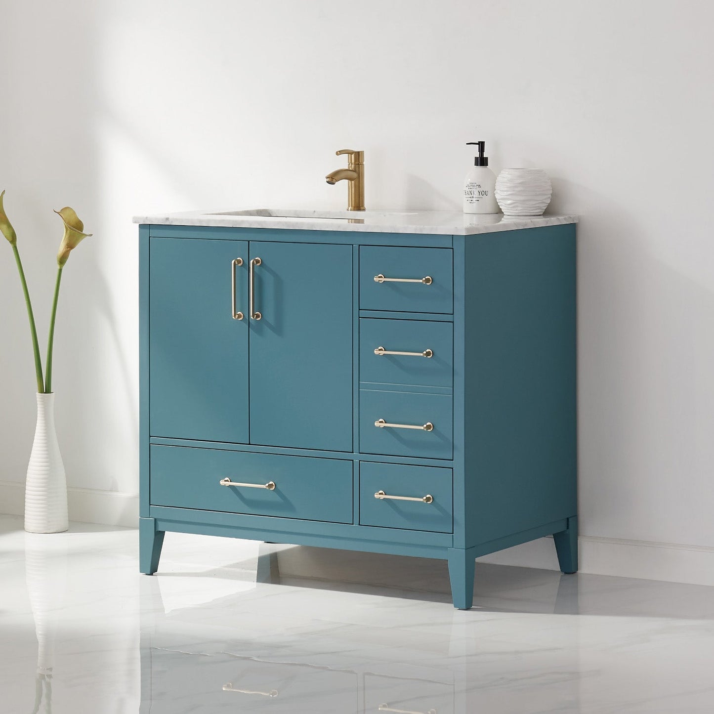 Altair Designs 36" single vanity with top - 541036-WH-CA-NM