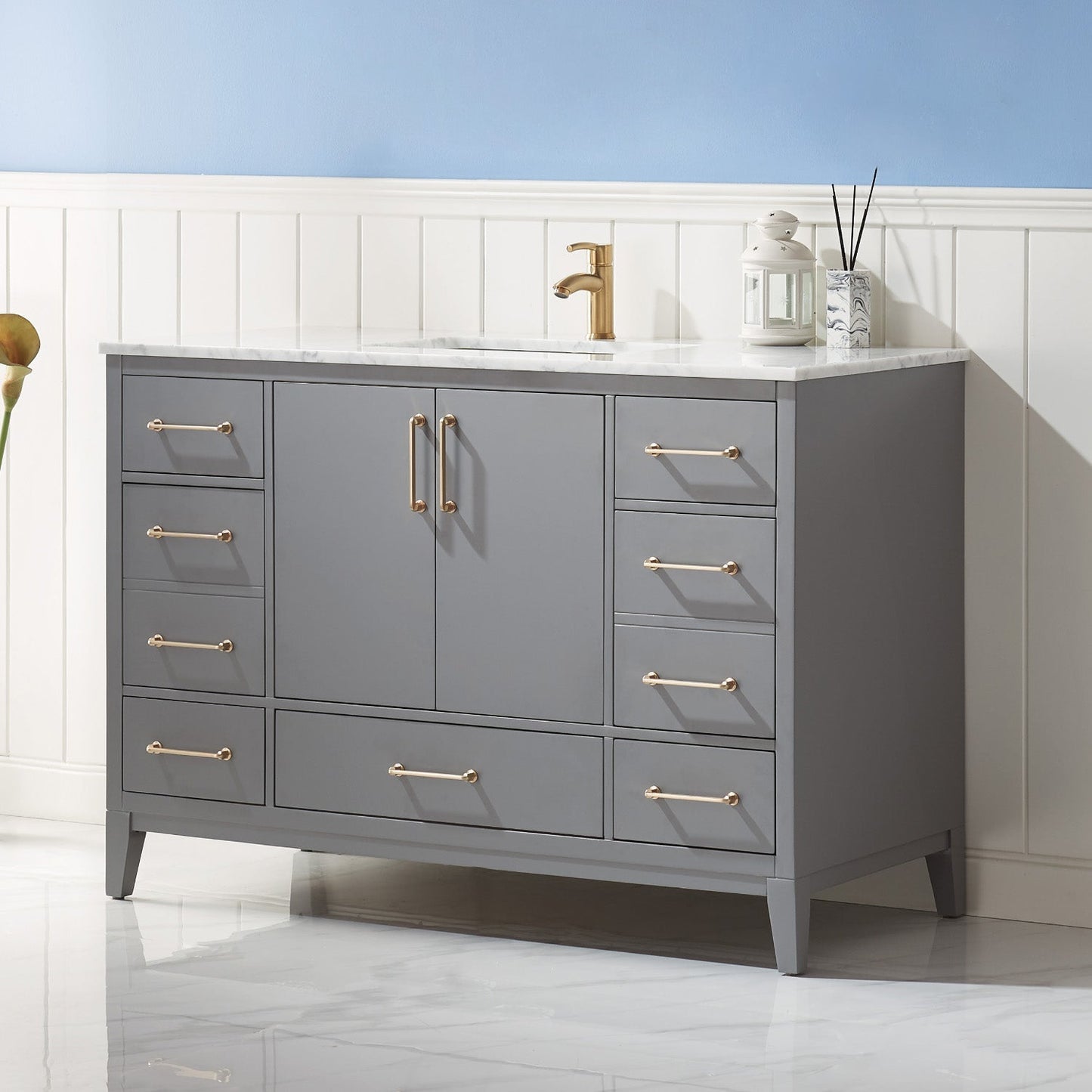 Altair Designs 48" single vanity with top - 541048-WH-CA-NM