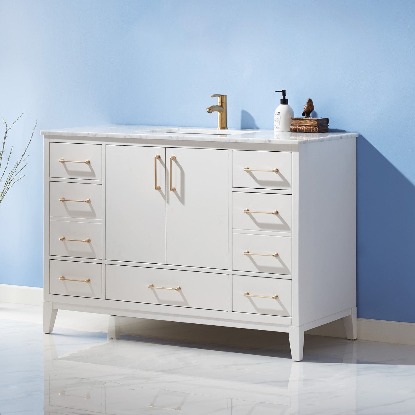 Altair Designs 48" single vanity with top - 541048-WH-CA-NM
