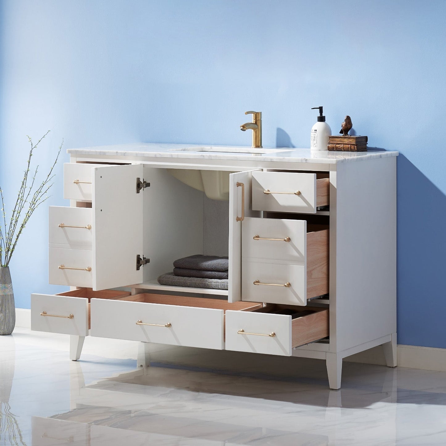 Altair Designs 48" single vanity with top - 541048-WH-CA-NM