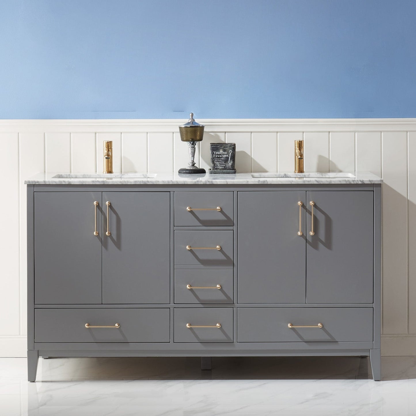 Altair Designs 60" double vanity with top - 541060-WH-CA-NM