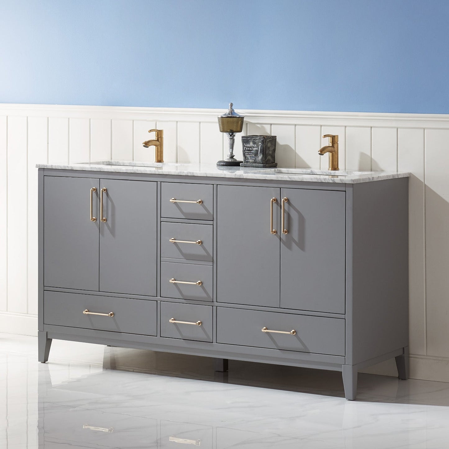 Altair Designs 60" double vanity with top - 541060-WH-CA-NM