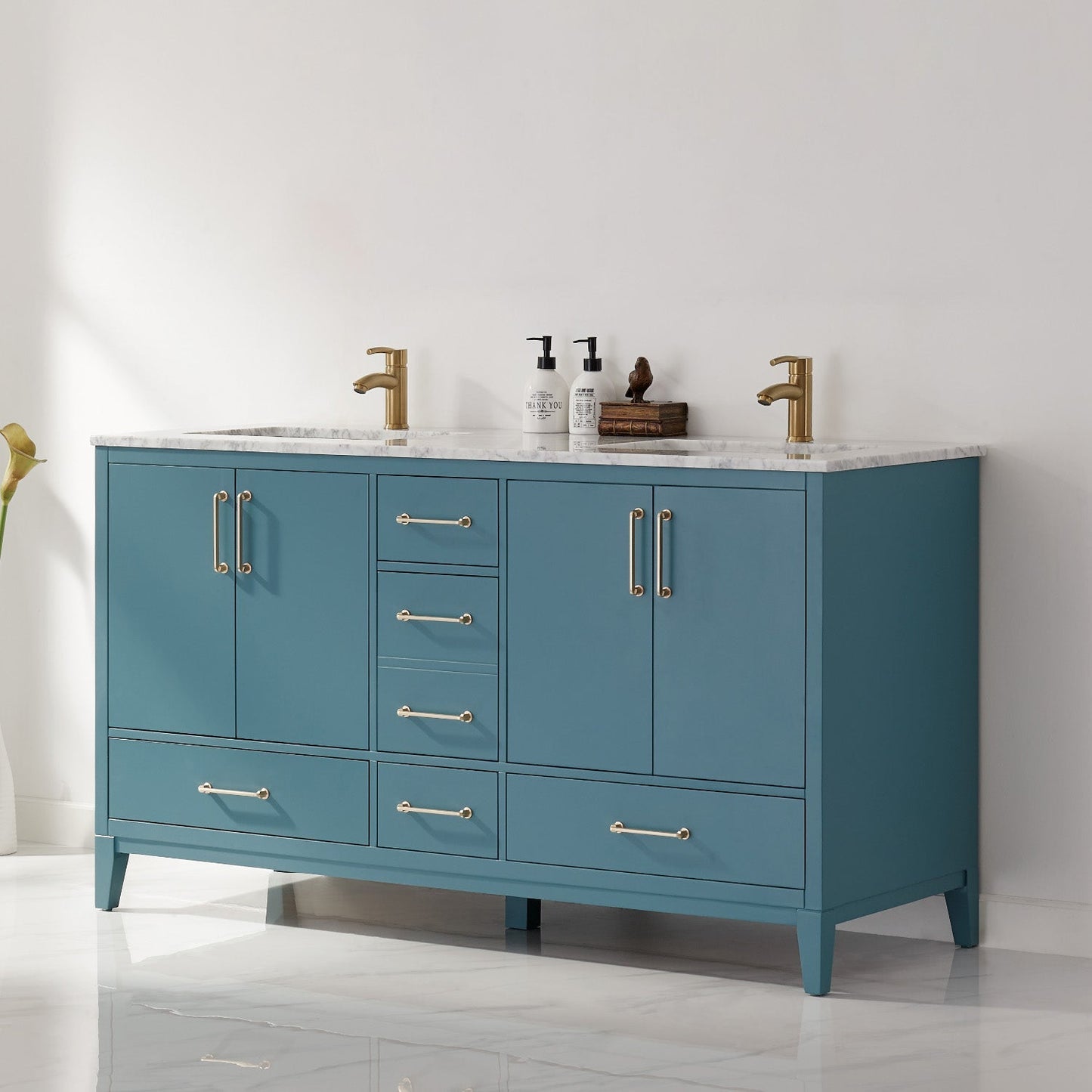 Altair Designs 60" double vanity with top - 541060-WH-CA-NM