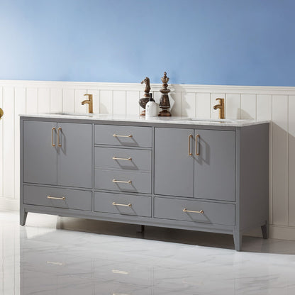 Altair Designs 72" double vanity with top - 541072-WH-CA-NM