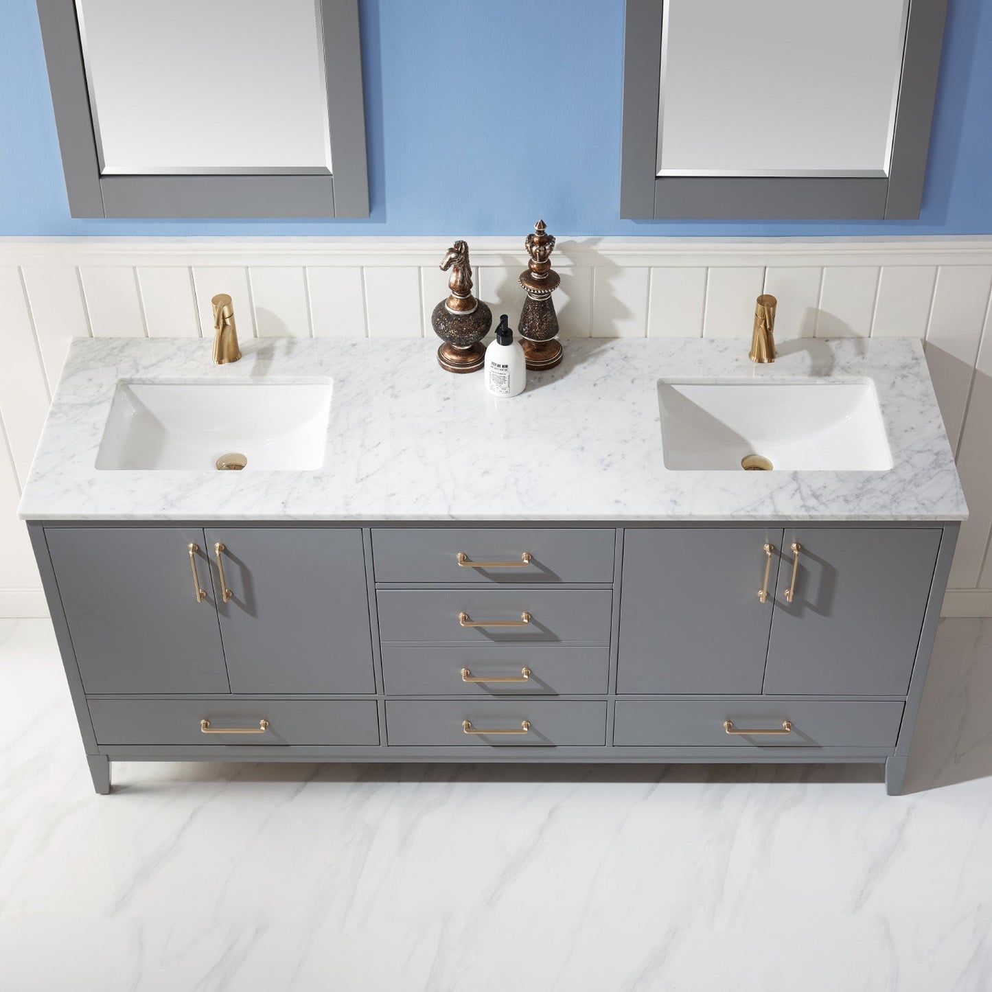 Altair Designs 72" double vanity with top - 541072-WH-CA-NM
