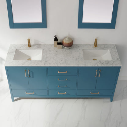 Altair Designs 72" double vanity with top - 541072-WH-CA-NM