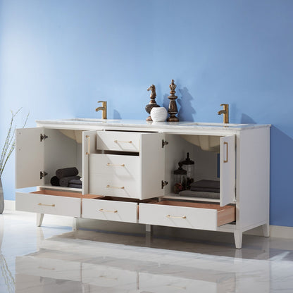 Altair Designs 72" double vanity with top - 541072-WH-CA-NM