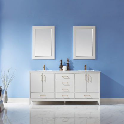 Altair Designs 72" double vanity with top - 541072-WH-CA-NM