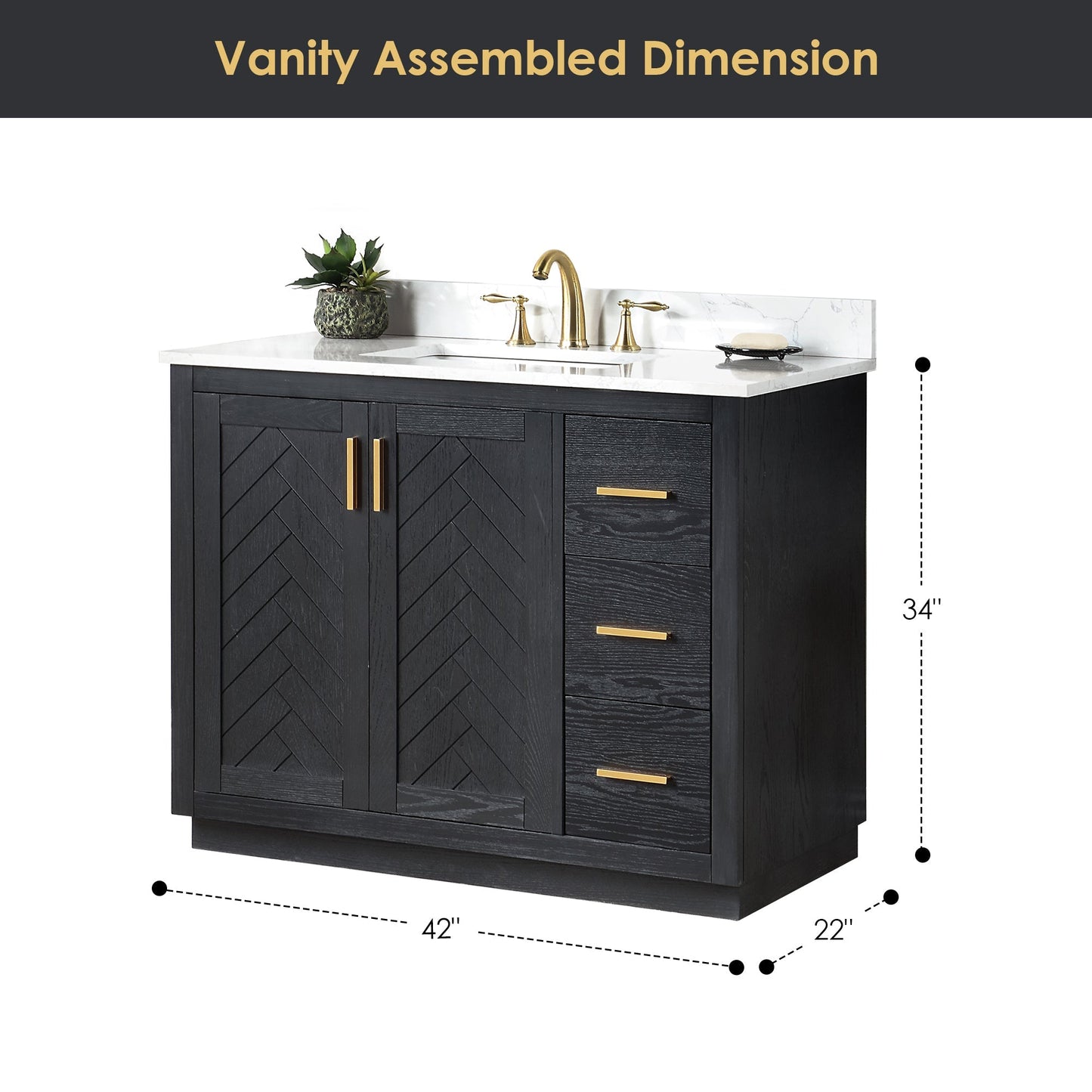 Altair Designs Gazsi 42" single vanity with top - 543042-BO-GW-NM