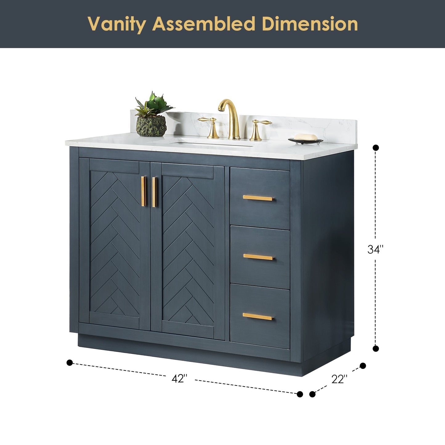 Altair Designs Gazsi 42" single vanity with top - 543042-BO-GW-NM