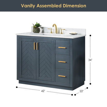 Altair Designs Gazsi 42" single vanity with top - 543042-BO-GW-NM