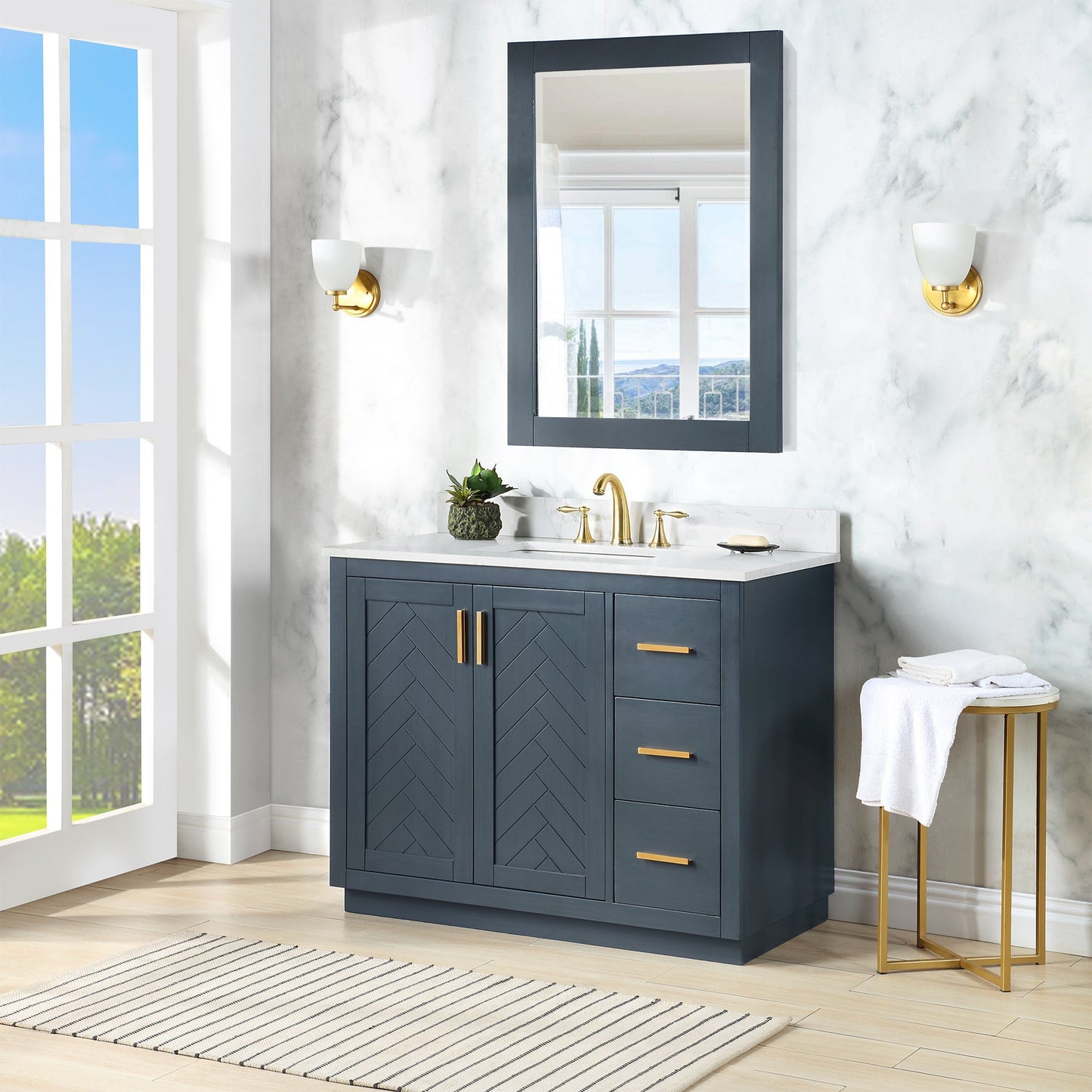 Altair Designs Gazsi 42" single vanity with top - 543042-BO-GW-NM