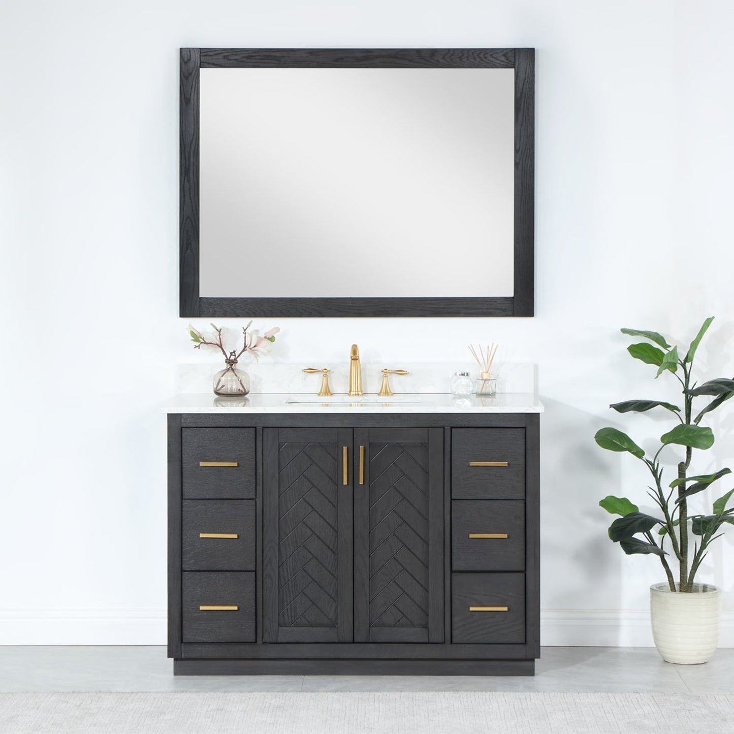Altair Designs Gazsi 48" single vanity with top - 543048-BN-GW-NM