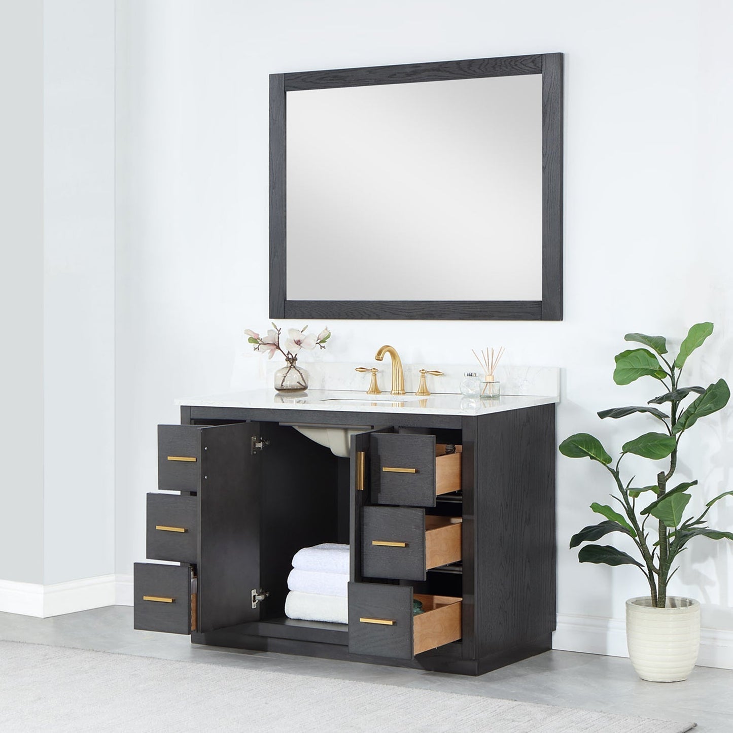Altair Designs Gazsi 48" single vanity with top - 543048-BN-GW-NM