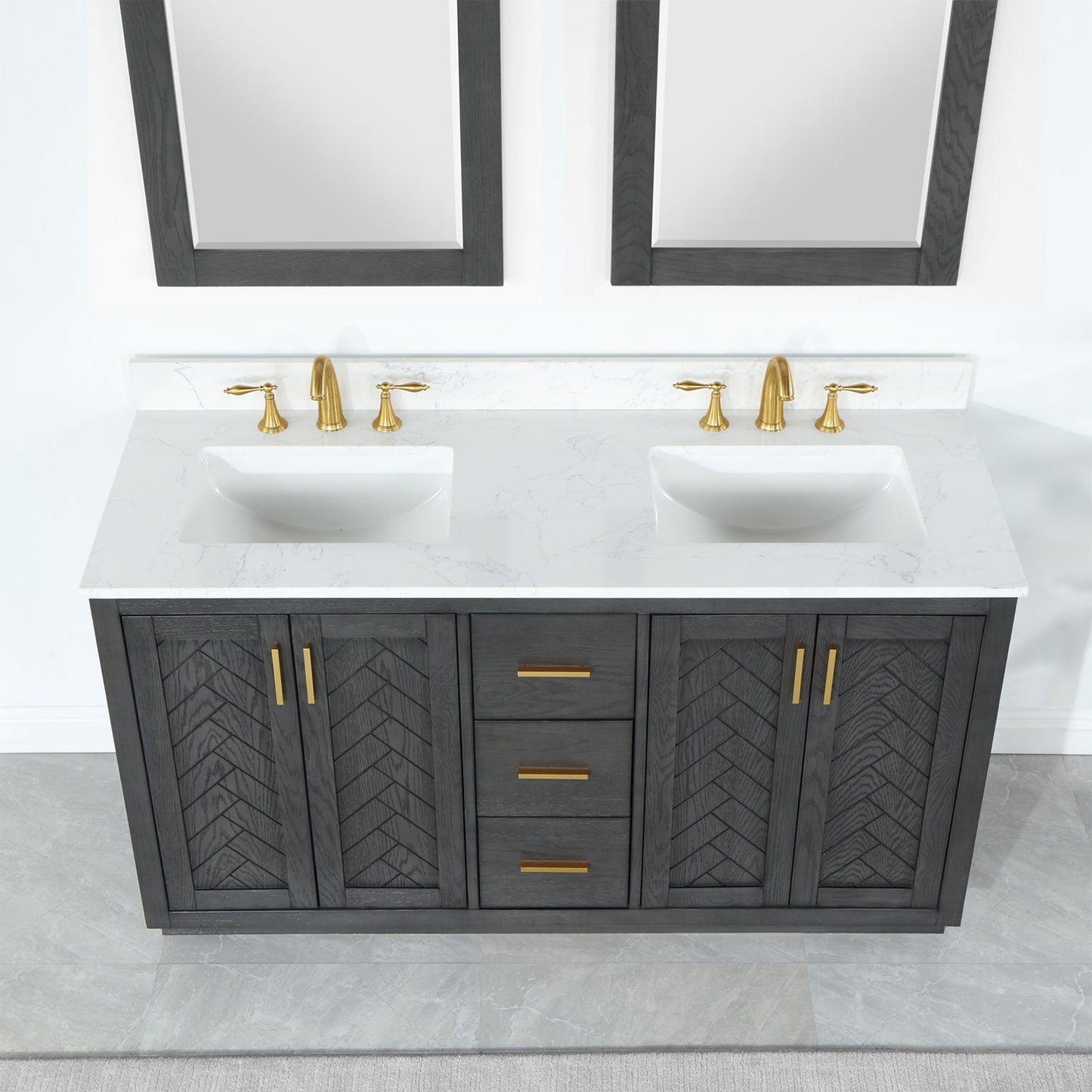 Altair Designs Gazsi 60" double vanity with top - 543060-BN-GW-NM