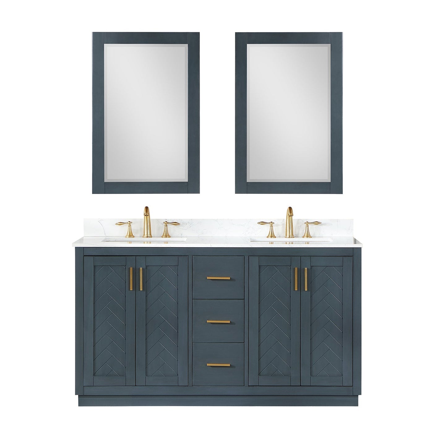 Altair Designs Gazsi 60" double vanity with top - 543060-BN-GW-NM