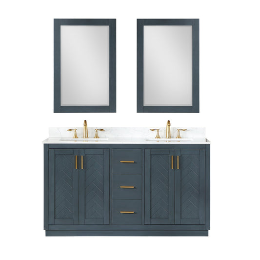 Altair Designs Gazsi 60" double vanity with top - 543060-BN-GW-NM