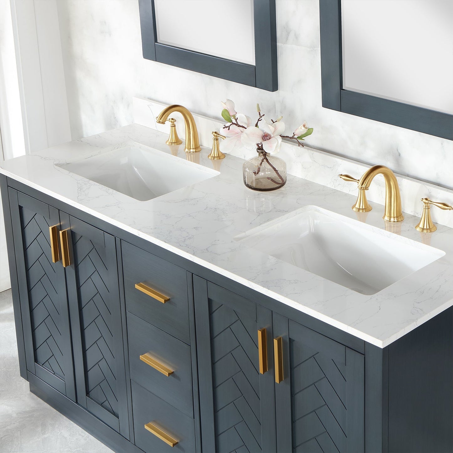 Altair Designs Gazsi 60" double vanity with top - 543060-BN-GW-NM