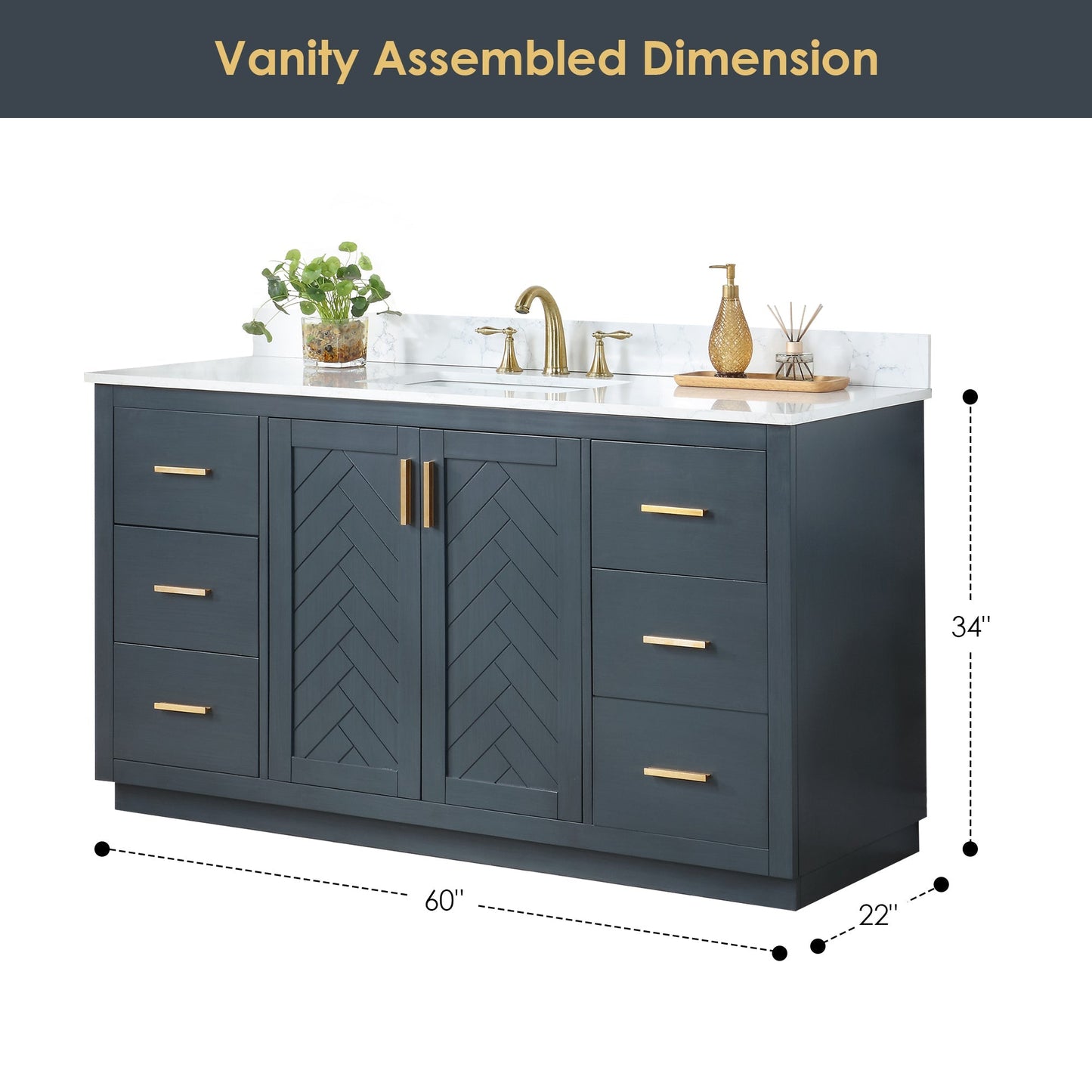 Altair Designs Gazsi 60" single vanity with top - 543060S-BO-GW-NM
