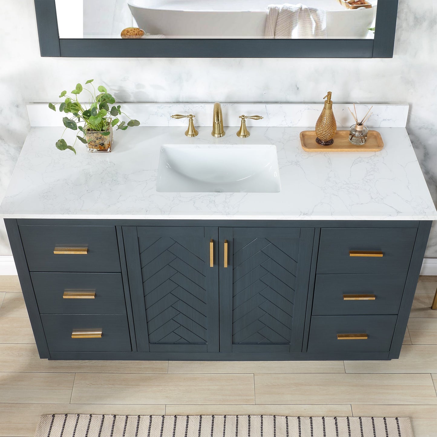 Altair Designs Gazsi 60" single vanity with top - 543060S-BO-GW-NM