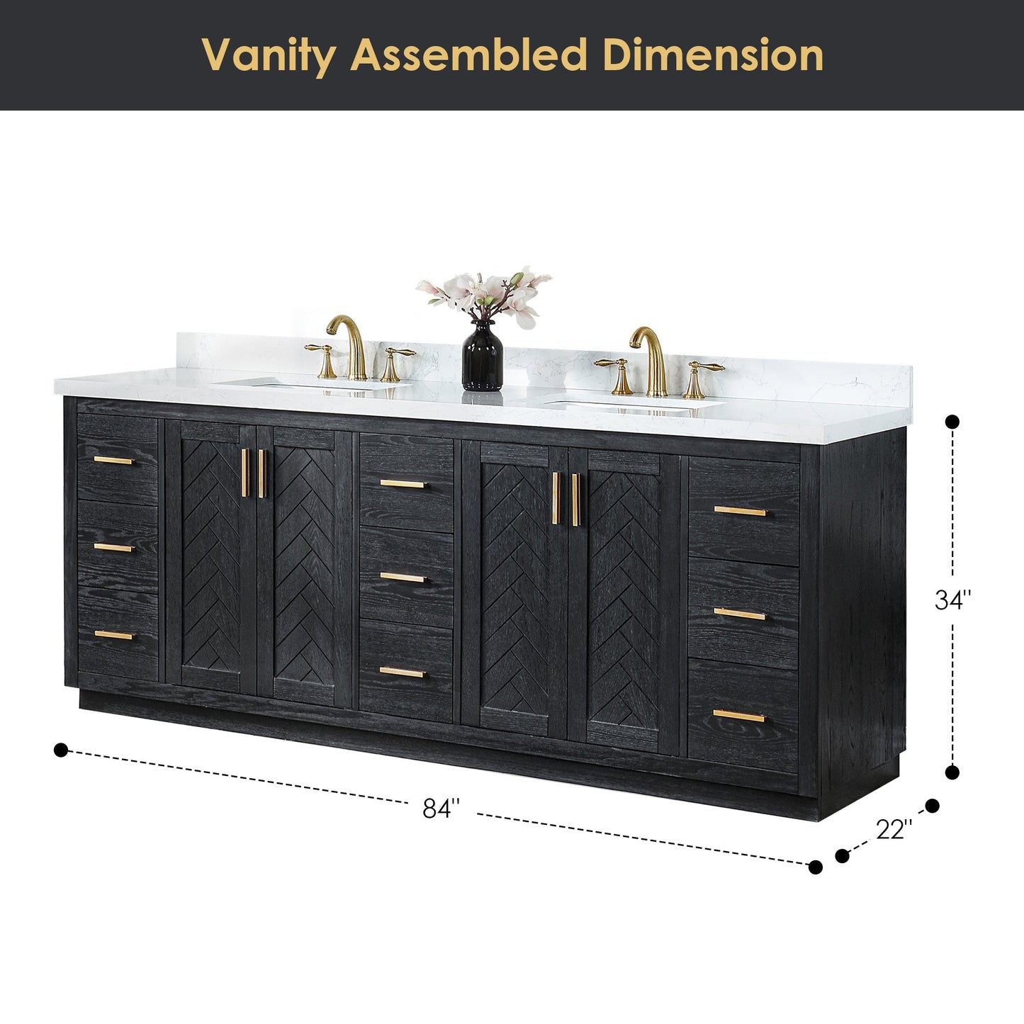 Altair Designs Gazsi 84" double vanity with top - 543084-BO-GW-NM