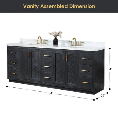 Altair Designs Gazsi 84" double vanity with top - 543084-BO-GW-NM