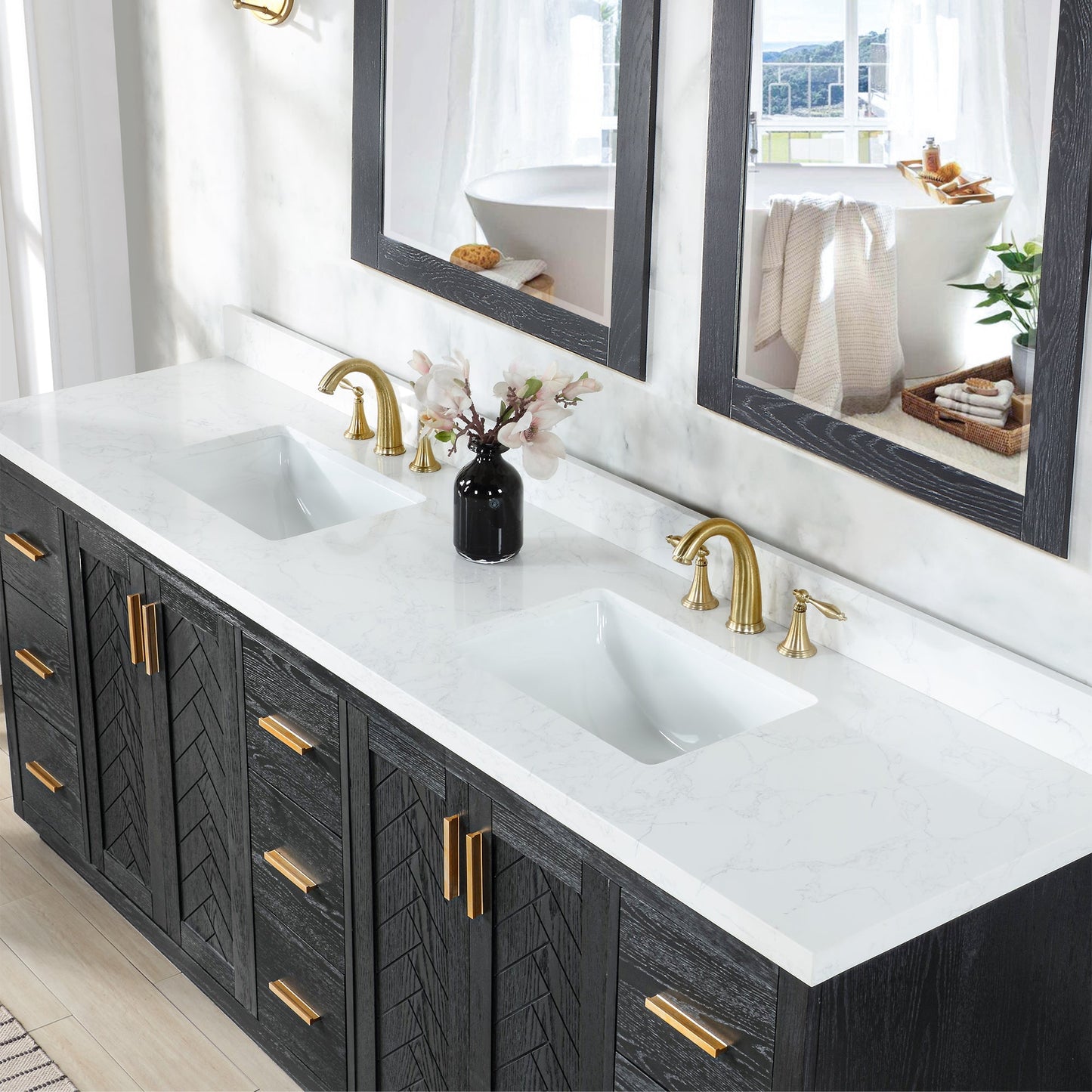 Altair Designs Gazsi 84" double vanity with top - 543084-BO-GW-NM