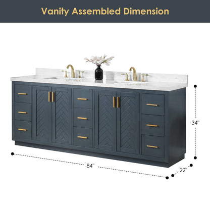 Altair Designs Gazsi 84" double vanity with top - 543084-BO-GW-NM