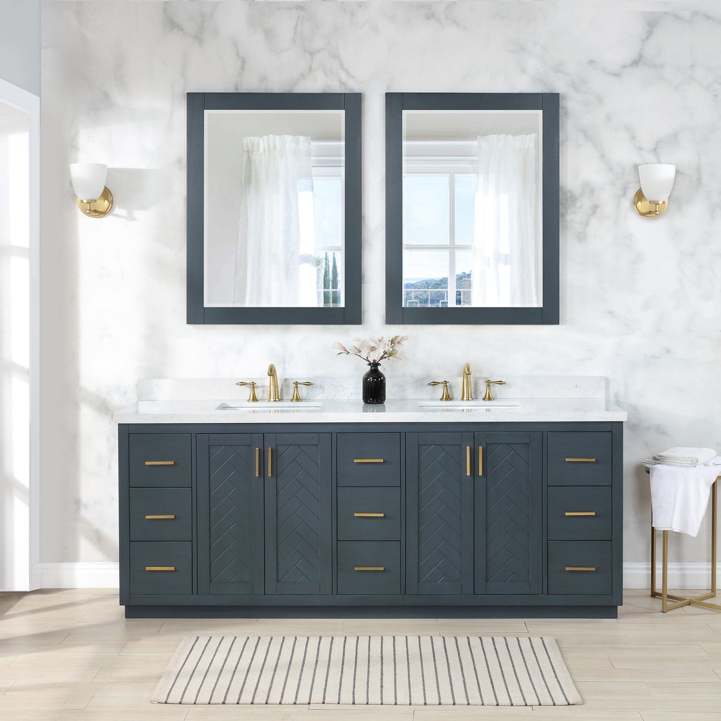 Altair Designs Gazsi 84" double vanity with top - 543084-BO-GW-NM