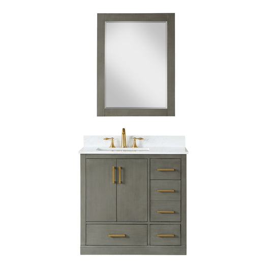 Altair Designs Monna 36" single vanity with top - 544036-WH-CG-NM
