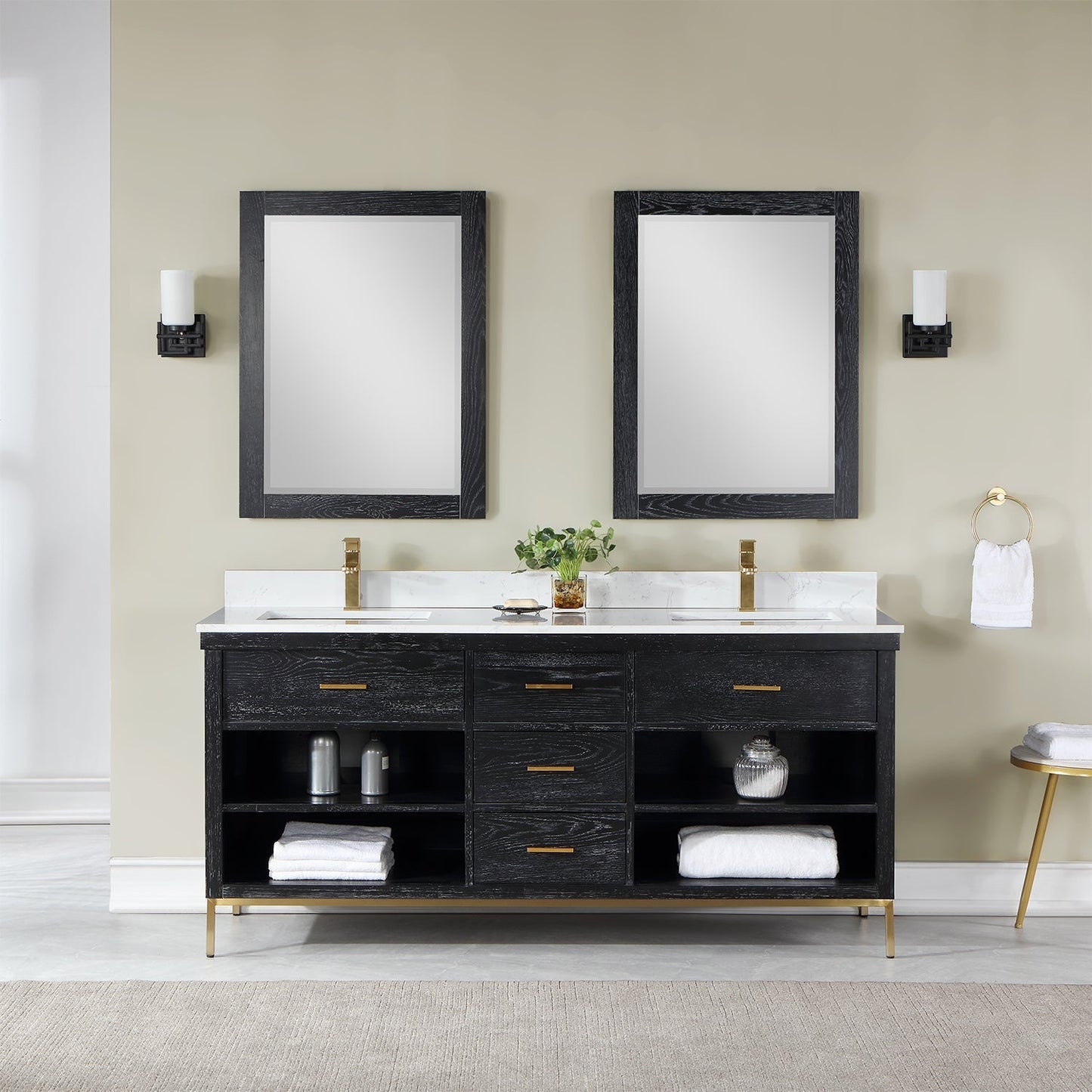 Altair Designs 72" double vanity with top - 545072-WH-AW-NM